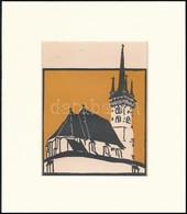 Kós Károly (1883-1977): Templom 2., Színes Linómetszet, Papír, Jelzés Nélkül, Paszpartuban, 14×11 Cm - Sonstige & Ohne Zuordnung