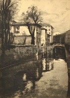 Olvashatatlan Jelzéssel: Milánó. Rézkarc, Papír, üvegezett Keretben, 32×23 Cm - Altri & Non Classificati