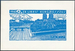 Stettner Béla: Ex Libris Kongresszus Párizs 1962. Linó, Papír, 7,5x11 Cm - Sonstige & Ohne Zuordnung
