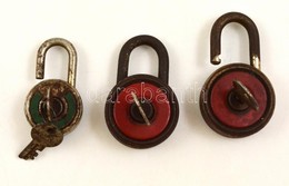 3 Db Régi Mini Lakat Kulccsal, Rozsdás, Akad - Other & Unclassified