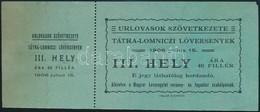 1906 Úrlovasok Szövetkezete Tátralomnici Lóverseny Belépőjegy, Használatlan - Unclassified