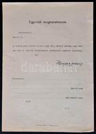 Cca 1930-1940 Kitöltetlen ügyvédi Meghatalmazás Herczeg Ferenc (1863-1954) író Saját Kezű Aláírásával. - Unclassified