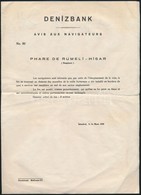 1939 Denizbank Török Nyelvű Okmány, Okmánybélyeggel - Unclassified