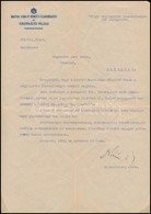 1943 A Magyar Királyi Nemzeti Szabadkikötő és Tengerhajózási Vállalat Elnökének Gépelt, Aláírt Levele Cégjegyzési Jogosu - Ohne Zuordnung