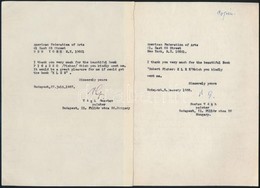 1967-1968 Végh Gusztáv (1889-1973) Festő, Grafikus Gépelt, Angol Nyelvű Köszönő Levelei American Federation Of Art Részé - Unclassified