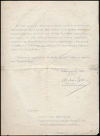 Lukács György (1865-1950) Ny. Kultuszminiszter Aláírása Egy Dr. Komin Jánosnak (1871-1940) A Magyar Cukorgyárosok Ország - Other & Unclassified