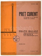 1938 Nagyvárad/Oradea, Fraţii Halász / Halász Testvérek Redőny-, Zár- és Lakatosárugyára Képes árjegyzéke,tűzött Papírkö - Werbung