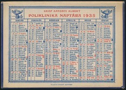 1935 Gróf Apponyi Albert Poliklinika Naptára, Jó állapotban. - Non Classés