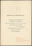 1940 Francia Nyelvű, Angyalos Címeres Menükártya - Unclassified