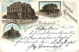 T3 1898  Budapest, Operaház, Népszínház, Nemzeti Színház, Litho (vágott / Cut) - Unclassified