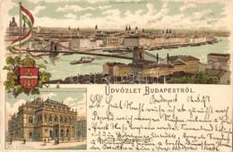 * T2/T3 1897 (Vorläufer!) Budapest, Látkép A Királyi Vártól, Operaház. Litho (Rb) - Non Classés