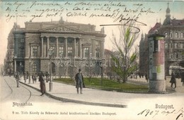 T2/T3 1907 Budapest VIII. Népszínház, Hirdetőoszlop. Tóth Károly és Schwartz Antal Kézifestészeti Kiadása - Ohne Zuordnung