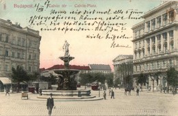 T2/T3 1907 Budapest VIII. Kálvin Tér, Villamosok, Szökőkút. Taussig A. (EK) - Non Classificati