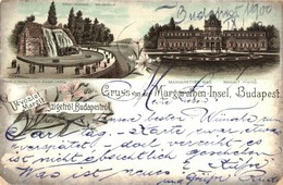 * T3/T4 1900 Budapest XIII. Margitsziget, Gyógyforrás, Margit Fürdő. Louis Glaser Art Nouveau, Floral, Litho (kopott Sar - Unclassified