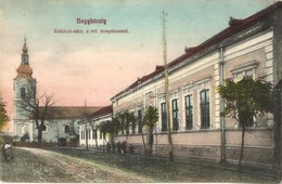 ** T2/T3 Nagykároly, Carei; Rákóczi Utca, Református Templom. Sámuel Sándor Kiadása / Street View With Calvinist Church - Unclassified