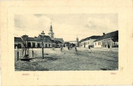 T2/T3 Zsibó, Jibou; Fő Tér, Róth Márkusz, Merza Testvérek üzlete, Református Templom, Kút. W. L. Bp. 7091. / Main Square - Sin Clasificación