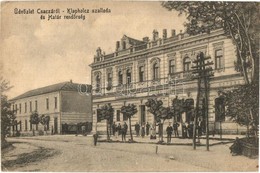 * T2/T3 1919 Csaca, Cadca, Caca; Klapholcz Szálloda, étterem és Kávéház, Határrendőrség. Kiadja Taub Emil / Hotel, Resta - Unclassified