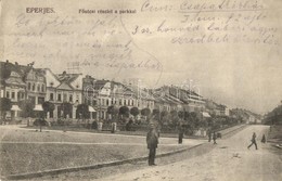 T2/T3 Eperjes, Presov; Fő Utca, Park, üzletek. Kiadja Divald Károly Fia / Main Street, Park, Shops (EK) - Ohne Zuordnung