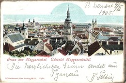 T2 1905 Nagyszombat, Tyrnau, Trnava; Látkép, Templomok. A. Swidernoch 6364. Kiadja Fischer Hugo / General View, Churches - Ohne Zuordnung