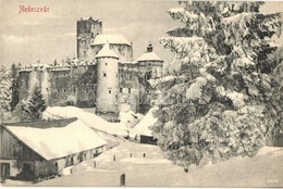 * T2/T3 Nedec, Niedzica (mai Lengyelország); Zamek / Schloss / Vár Télen, Hátoldalon Meghívó őzvadászatra / Castle In Wi - Unclassified