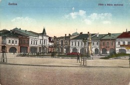 ** T2/T3 Zsolna, Sillein, Zilina; Fő Tér, Mária Szobor, Spanyol Gábor, Klein üzlete / Main Square, Mary Statue, Shops (E - Unclassified