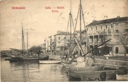 T2/T3 1908 Crikvenica, Cirkvenica; Kikötő / Luka / Port, Ships (kis Szakadás / Small Tear) - Ohne Zuordnung