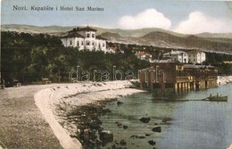 T2/T3 1911 Novi Vinodolski, Hotel San Marino, Beach (EK) - Ohne Zuordnung