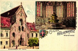 ** T2 Heiligenkreuz Im Wienerwald, Kirche, Bleibrunnen / Church, Fountain, Interior, Coat Of Arms, Litho, Artist Signed - Unclassified