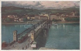 T2/T3 Linz An Der Donau, Urfahr, Kunstverlag Hans Hausner, Künstlerkarte No. 7007/4 / Bridge, Tram (EK) - Ohne Zuordnung