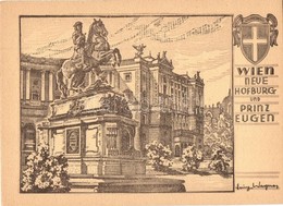 ** T2 Vienna, Wien I. Neue Hofburg Und Prinz Eugen / Castle, Statue, Etching Style, S: Heinz Wagner - Non Classés
