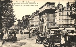 ** T1/T2 Paris, Boulevart, St. Martin And St. Denis Gates, Automobiles - Ohne Zuordnung