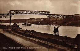 ** T1/T2 Kiel, 'Prince Heinrich Brücke, Kaiser Wilhelm Kanal' / Bridge, Canal, Ship, Industrial Railway Station - Ohne Zuordnung