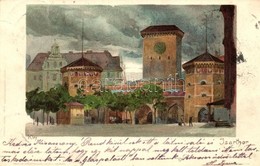 T2/T3 1899 München, Isarthor / Gate, Velten's Künstlerpostkarte No. 85. Litho S: Kley (EK) - Non Classificati