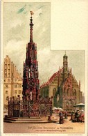 ** T2/T3 Nürnberg, Der Schöne Brunnen / Fountain, Market Square On The Backside, E. Nister's Litho  (EK) - Non Classés