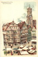 ** T1/T2 Stuttgart, Marktplatz / Market Square, E. Nister's Litho S: P. Schnorr - Unclassified