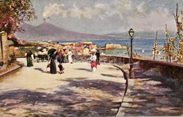 ** T1 Naples, Napoli; Via Tasso / Street, Art Postcard, Artist Signed - Ohne Zuordnung