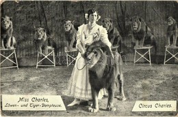 T2/T3 1912 Miss Charles, Löwen- Und Tiger-Dompteuse / Circus Charles Lion And Tiger-tamer (kopott Sarkak / Worn Corners) - Unclassified