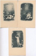 ** 5 Db-os Erotikus Pillangós Képeslap Sorozat / Erotic Postcards Series With 5 Postcards, Nude Lady With Butterflies - Non Classés