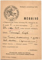 T2 1920 A Magyarországi Turáni Szövetség Meghívója Budapesten / Irredenta Invitation Card - Unclassified