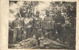 T2/T3 1916 M. Kir. 20. H. Gy. H. O. II. üdülőszakasza, Csoportkép Focilabdával / WWI K.u.K. Hungarian Soldiers' Group Ph - Ohne Zuordnung