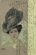 T2/T3 1904 Art Nouveau Lady With Feathered Hat. S: Raphael Kirchner (EK) - Non Classificati