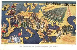 ** T1/T2 Der Völkerkrieg. Zur Erinnerung An Deutschlands Grosse Zeit 1914/15 / World War I Map S: Otto Schrader - Ohne Zuordnung