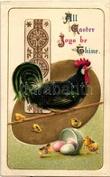 * T2 Easter, Rooster, Chicken, Trademark Series 2413. Golden Art Nouveau Emb. Litho - Zonder Classificatie