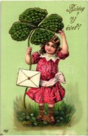 T2 New Year, Girl With Clover, E.A.S.  Emb. Litho - Unclassified