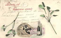 T2/T3 New Year, Dachshund Smoking A Pipe, Champagne, Flowers (EK) - Unclassified