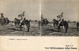 ** T1/T2 Biskra, Chasse Au Faucon / Algerian Hunter With Falcon, Vues Stereoscopiques Julien Damoy Serie No. 9., Stereo  - Non Classificati