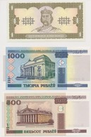 Vegyes: Ukrajna 1992 (1996). 1H + Fehéroroszország 2000. 500R + 1000R T:I
Mixed: Ukraine 1992 (1996). 1 Hryvnia + Belaru - Non Classificati