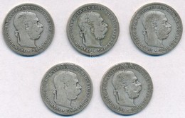 Ausztria 1893. 1K Ag 'Ferenc József' (5x) T:2-,3 Austria 1893. 1 Corona Ag 'Franz Joseph' (5x) C:VF,F - Zonder Classificatie