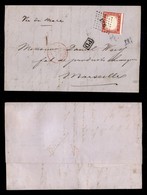 ANTICHI STATI - SARDEGNA - 1896 A Punti Di Marsiglia (P.ti 10) - 40 Cent (16E) Stretto A Destra - Lettera Da Genova Del  - Sonstige & Ohne Zuordnung