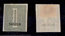 REGNO D'ITALIA - 1863 - Saggio - 1 Cent De La Rue (L14) Non Dentellato - Gomma Originale (240) - Sonstige & Ohne Zuordnung